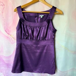 Cache S Vintage Purple Satin Babydoll Blouse Top Y2K Preppy Evening Cocktail